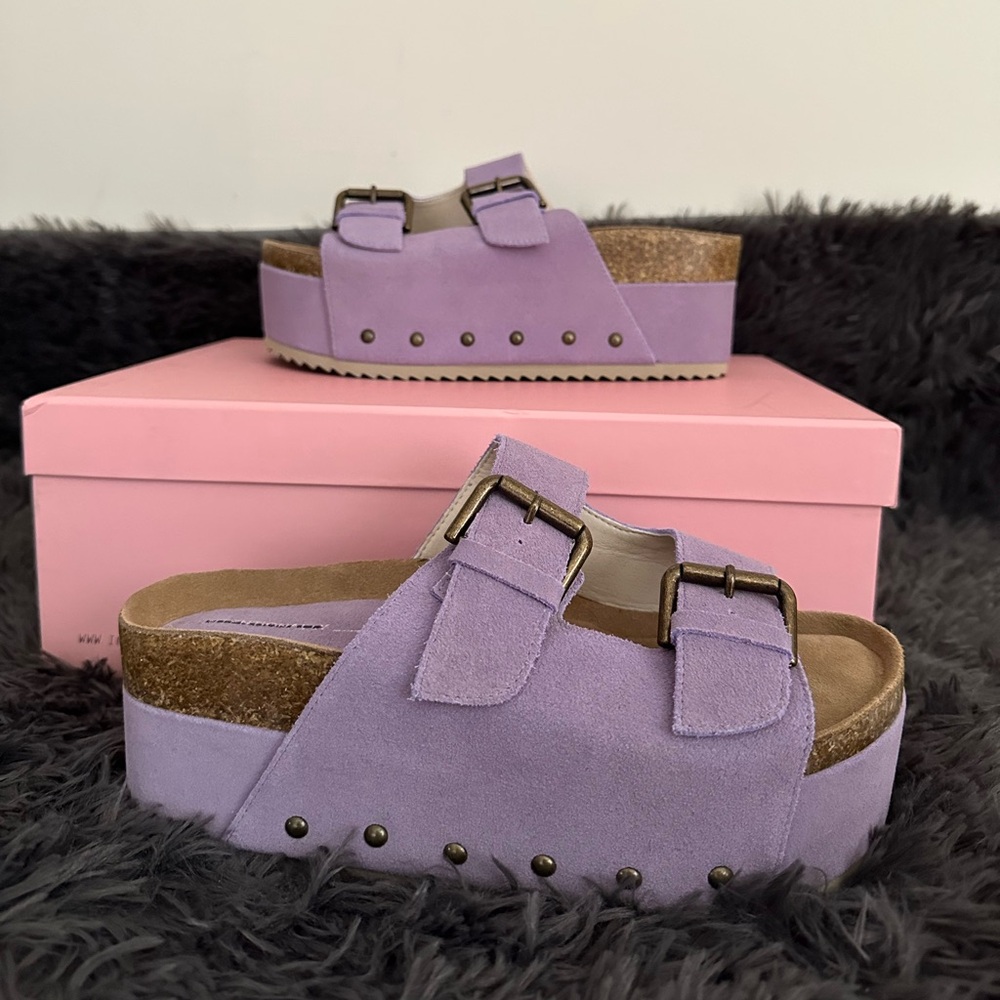 FP X Intentionally Blank Rule Breaker Flatform Sandals Suede Purple size 39NWB